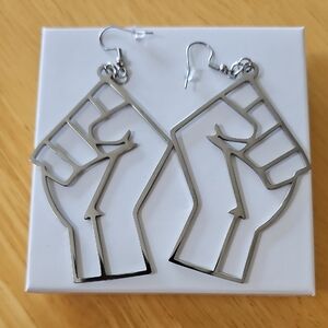 🌀HP🌀Black Lives Matter Power Fist Earrings NIB